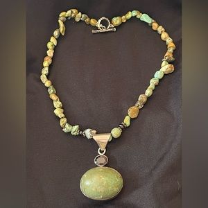 Turquoise with Topaz Stone w/ Silver clasp